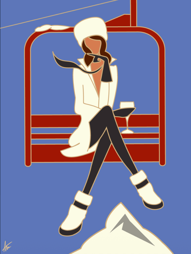 RIDING THE LIFTS WITH STYLE-Painting-Alan Walsh-Sorrel Sky Gallery