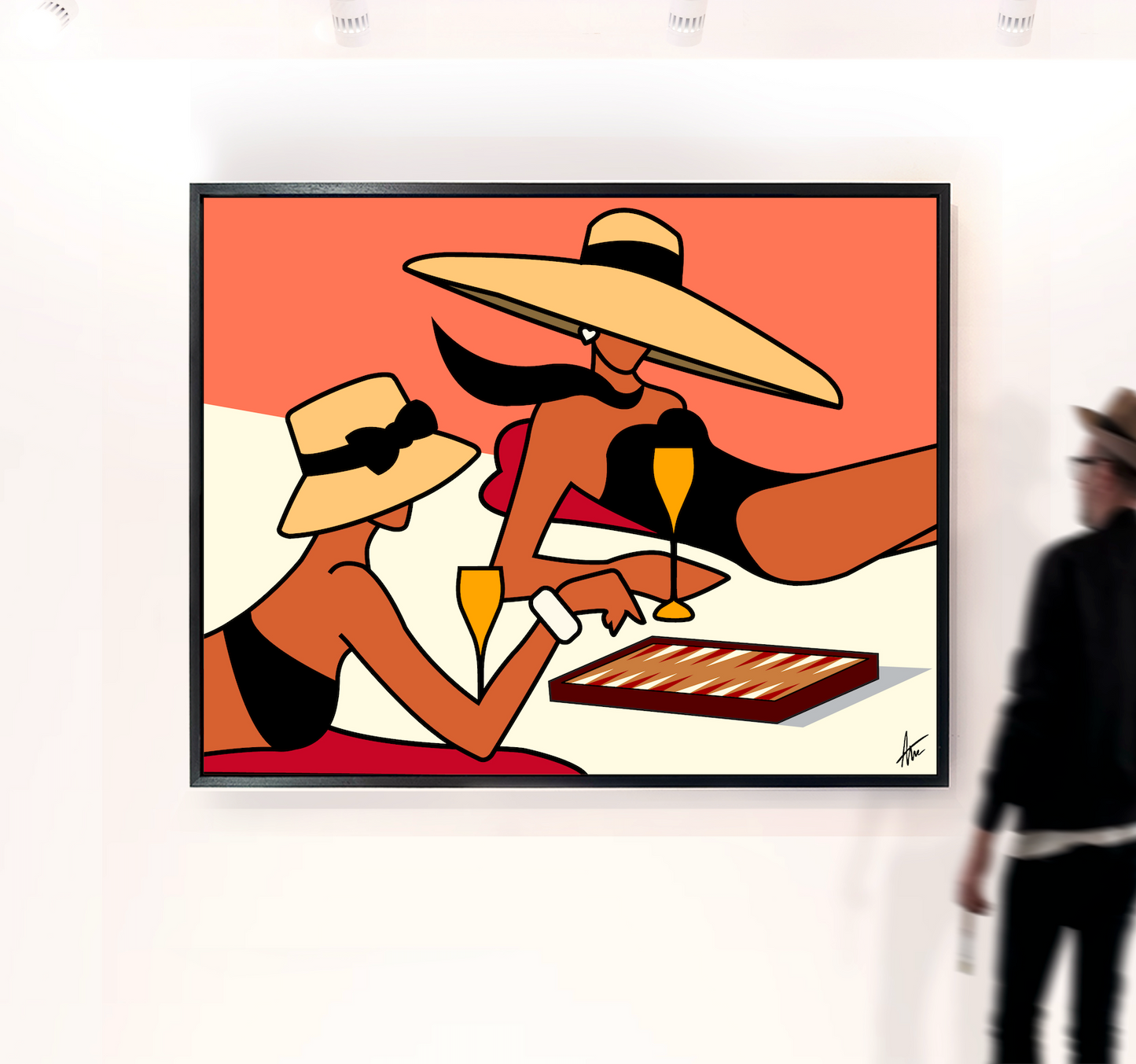 Sundowner Veuve & Game of Backgammon-Painting-Alan Walsh-Sorrel Sky Gallery