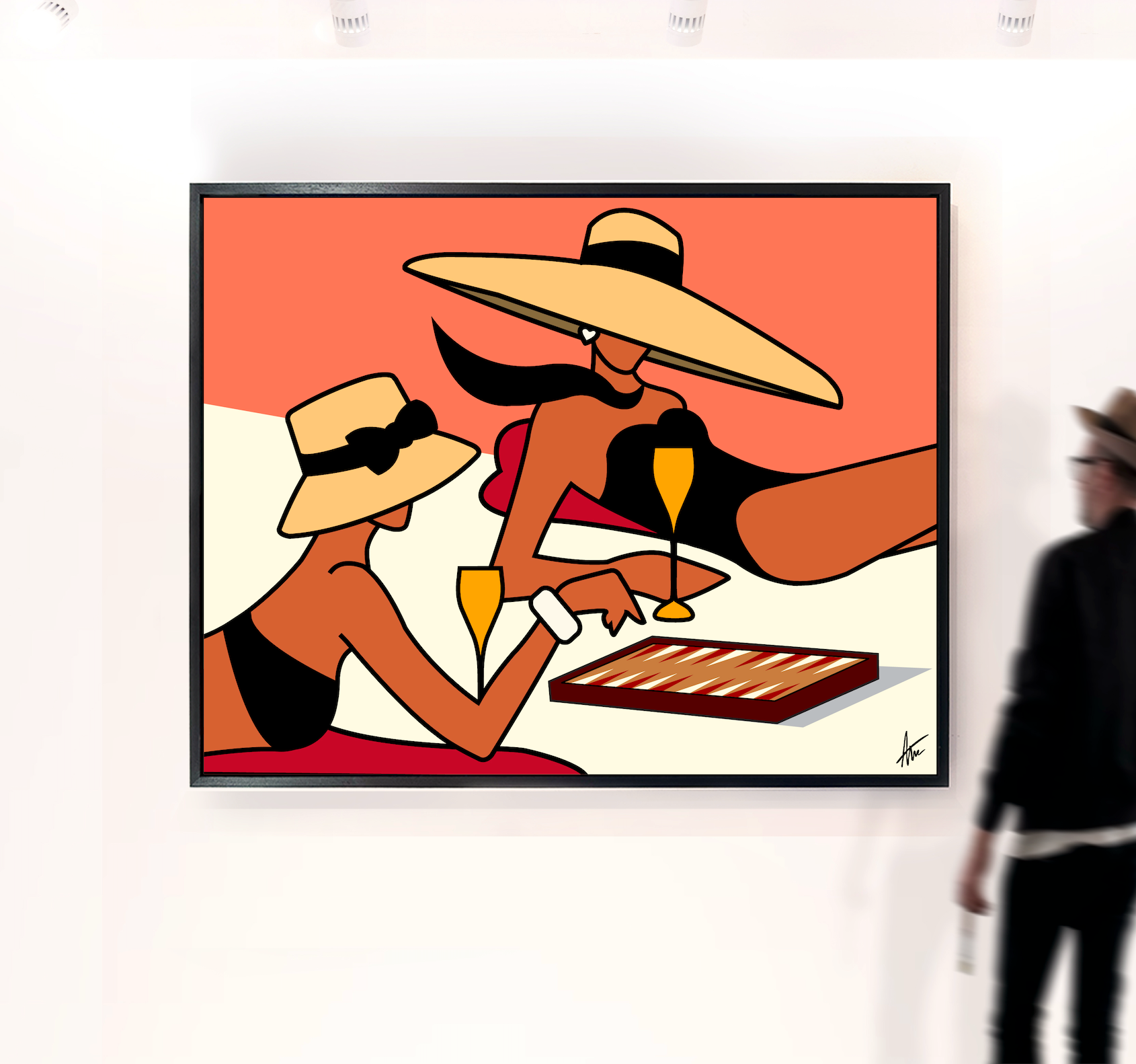 Sundowner Veuve & Game of Backgammon-Painting-Alan Walsh-Sorrel Sky Gallery