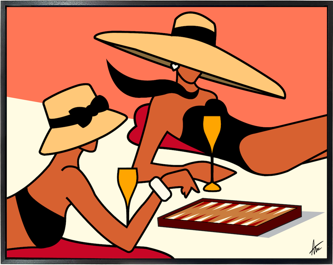 Sundowner Veuve & Game of Backgammon-Painting-Alan Walsh-Sorrel Sky Gallery