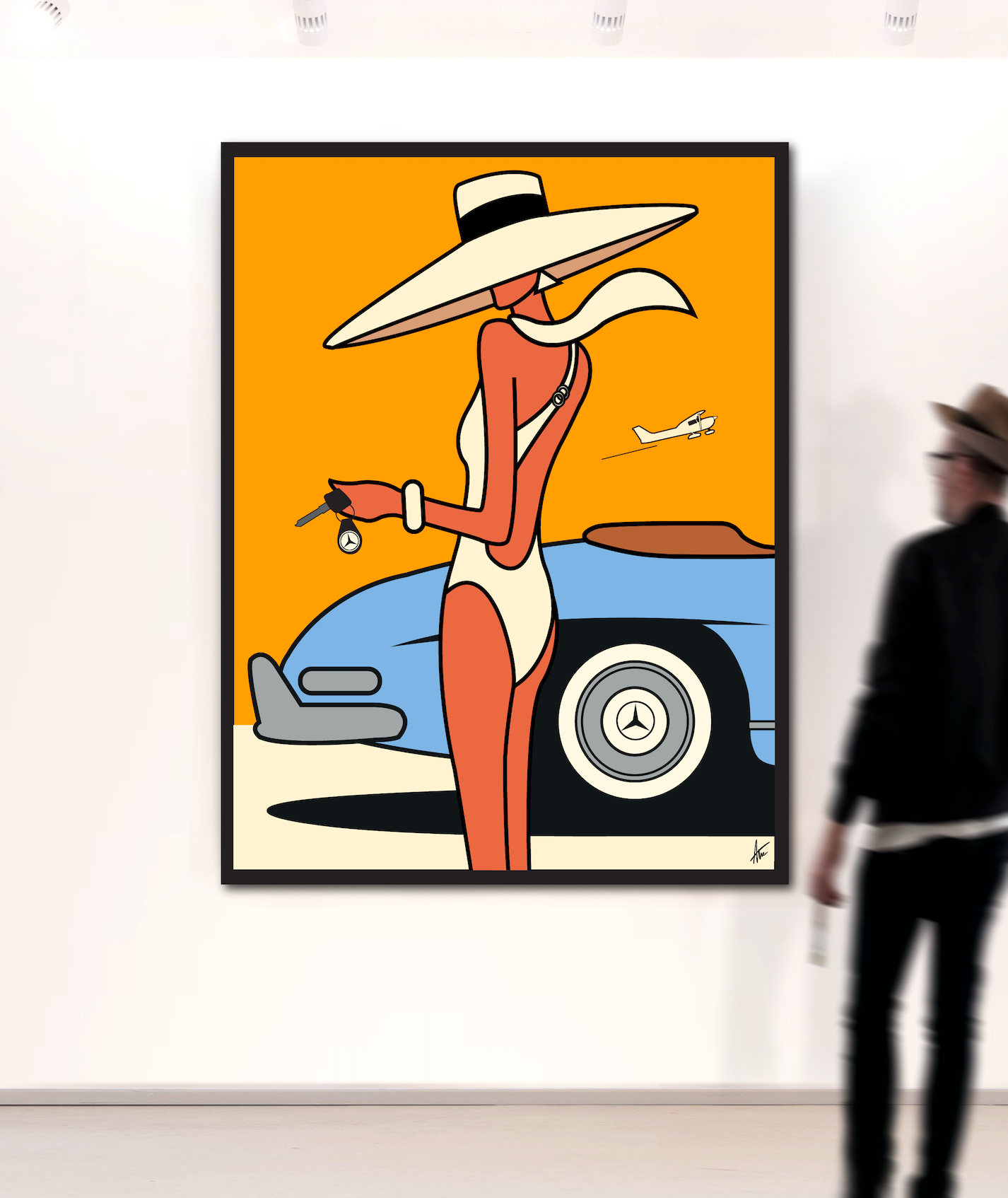 Swimsuits & My Mercedes Benz-Painting-Alan Walsh-Sorrel Sky Gallery