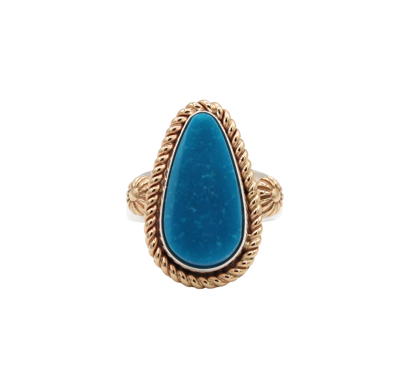 14K Gold/Silver Mineral Park Turquoise Ring-Jewelry-Artie Yellowhorse-Sorrel Sky Gallery