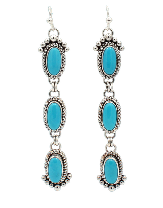 3 Drop Sleeping Beauty Turquoise Earrings-Jewelry-Artie Yellowhorse-Sorrel Sky Gallery