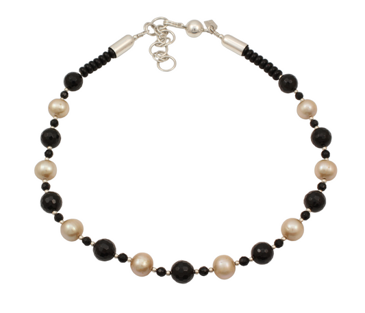 Black Onyx and Pearl Necklace-Jewelry-Artie Yellowhorse-Sorrel Sky Gallery