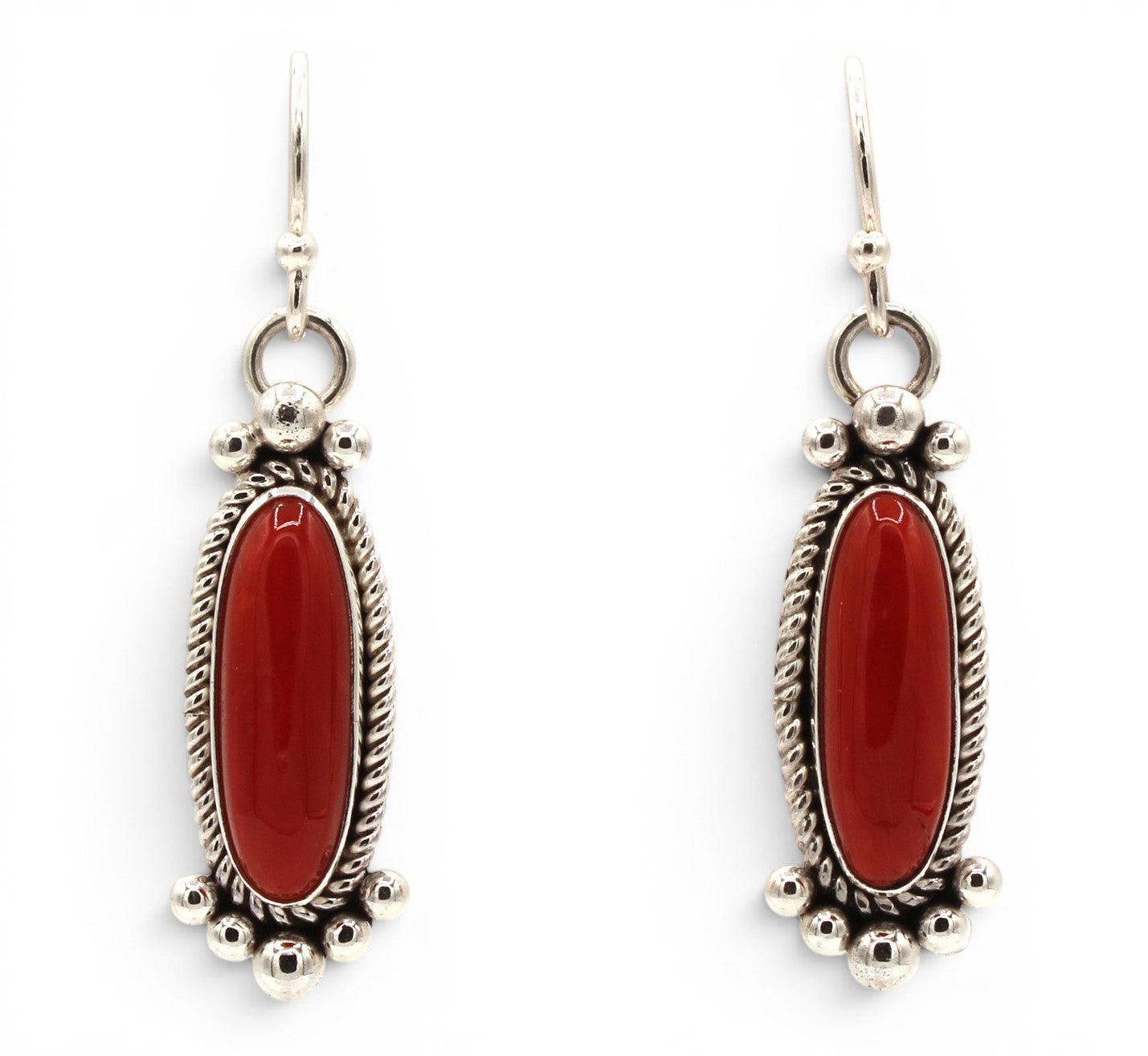 Coral Dangle Earrings-Jewelry-Artie Yellowhorse-Sorrel Sky Gallery