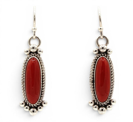 Coral Dangle Earrings-Jewelry-Artie Yellowhorse-Sorrel Sky Gallery