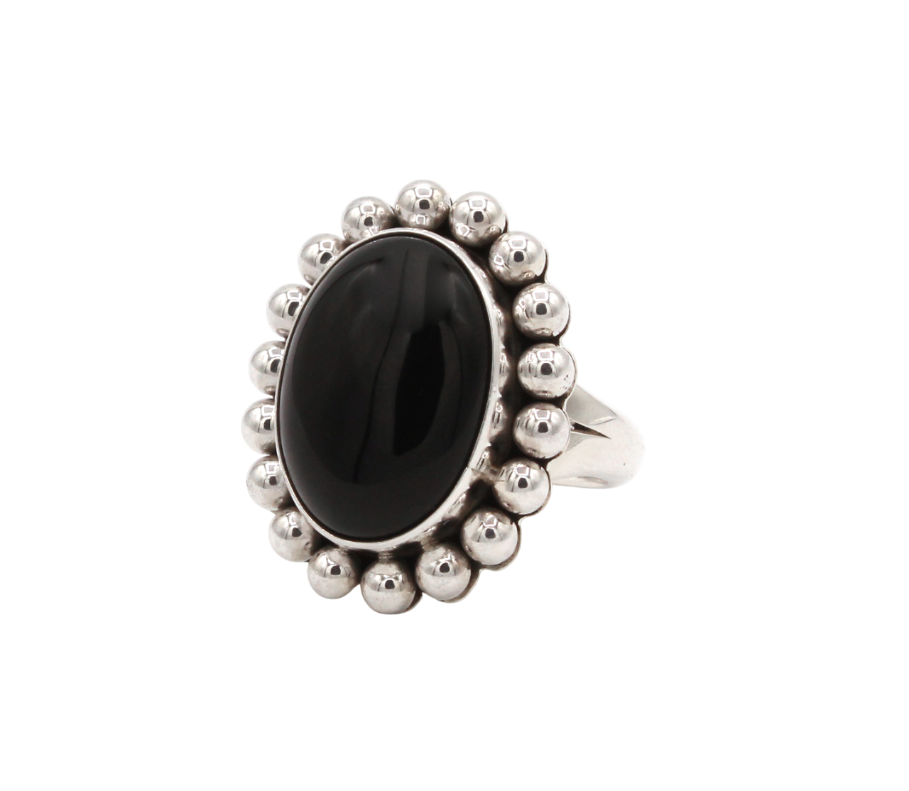 Dot Design Oval Black Onyx Ring-Jewelry-Artie Yellowhorse-Sorrel Sky Gallery