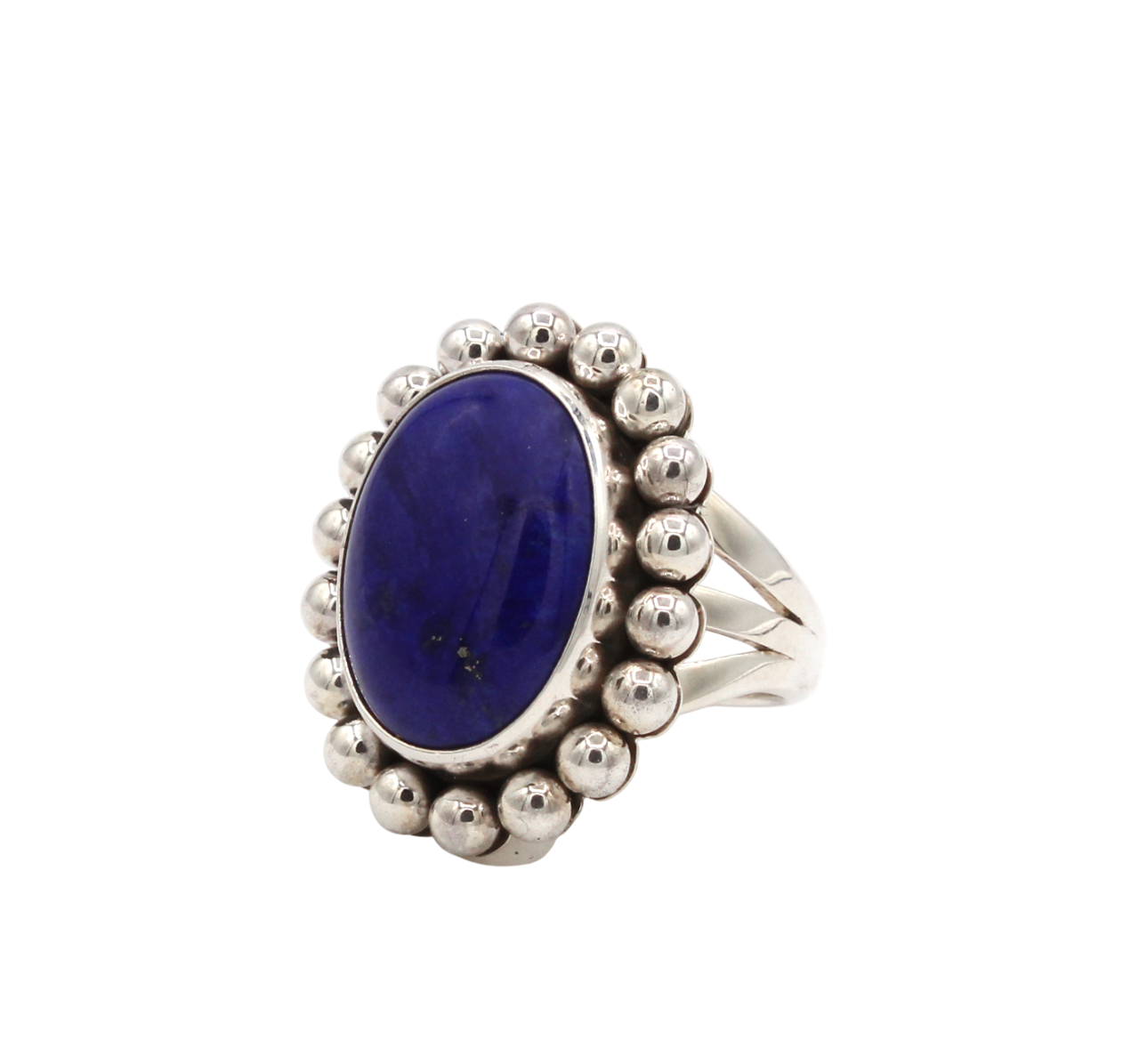 Dot Design Oval Lapis Ring-Jewelry-Artie Yellowhorse-Sorrel Sky Gallery