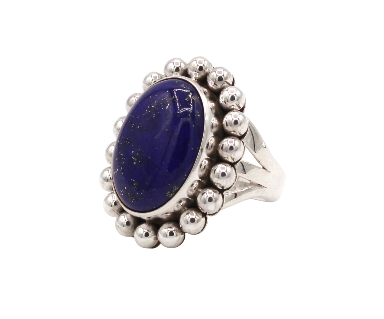 Dot Design Oval Lapis Ring-Jewelry-Artie Yellowhorse-Sorrel Sky Gallery