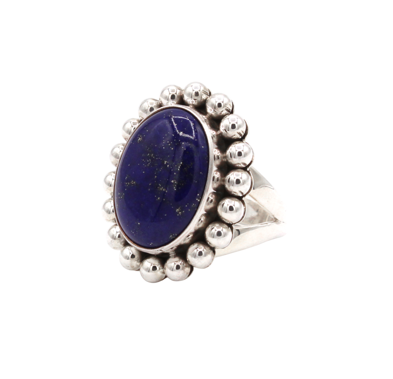 Dot Design Oval Lapis Ring-Jewelry-Artie Yellowhorse-Sorrel Sky Gallery