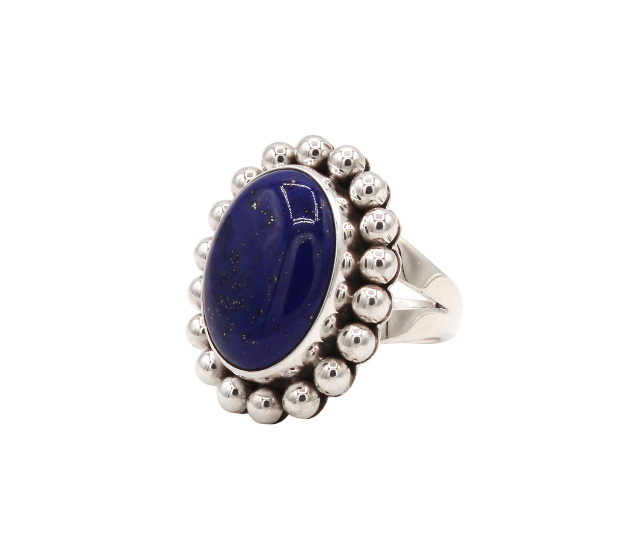 Dot Design Oval Lapis Ring-Jewelry-Artie Yellowhorse-Sorrel Sky Gallery