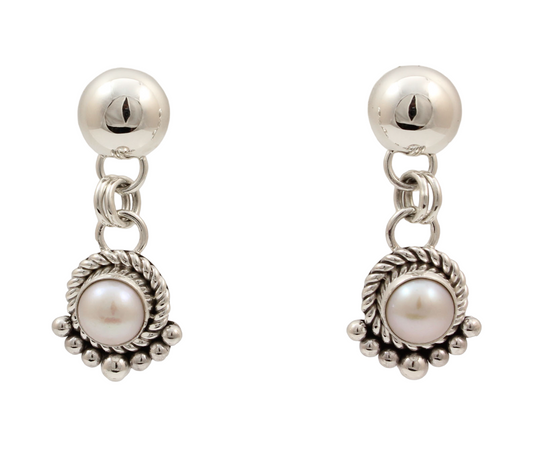 Fresh Water Pearl Drop Earrings-Jewelry-Artie Yellowhorse-Sorrel Sky Gallery