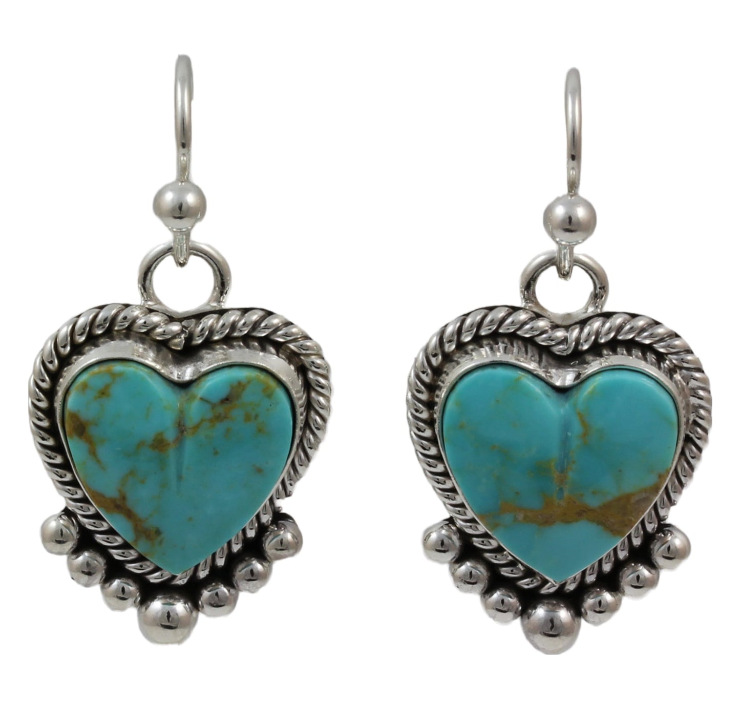 Kingman Heart Earrings-Jewelry-Artie Yellowhorse-Sorrel Sky Gallery
