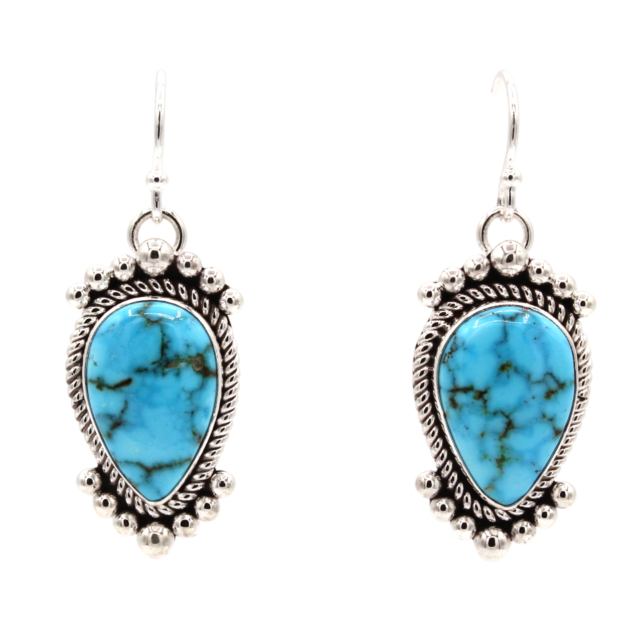 Kingman Turquoise Dangle Earrings-Jewelry-Artie Yellowhorse-Sorrel Sky Gallery