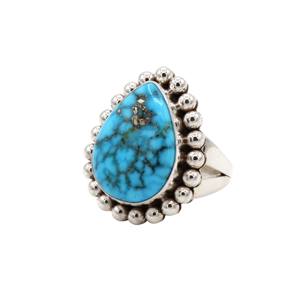 Kingman Turquoise Dot Teardrop Ring-Jewelry-Artie Yellowhorse-Sorrel Sky Gallery