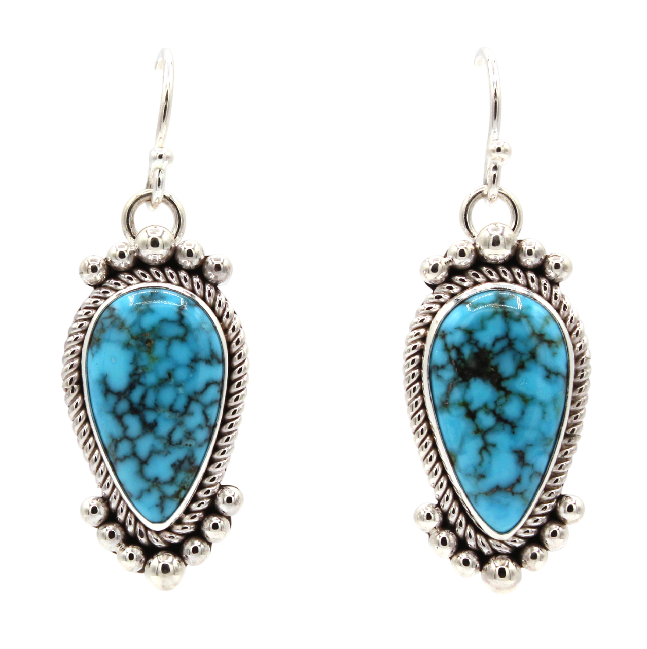 Kingman Turquoise Drop Earrings-Jewelry-Artie Yellowhorse-Sorrel Sky Gallery