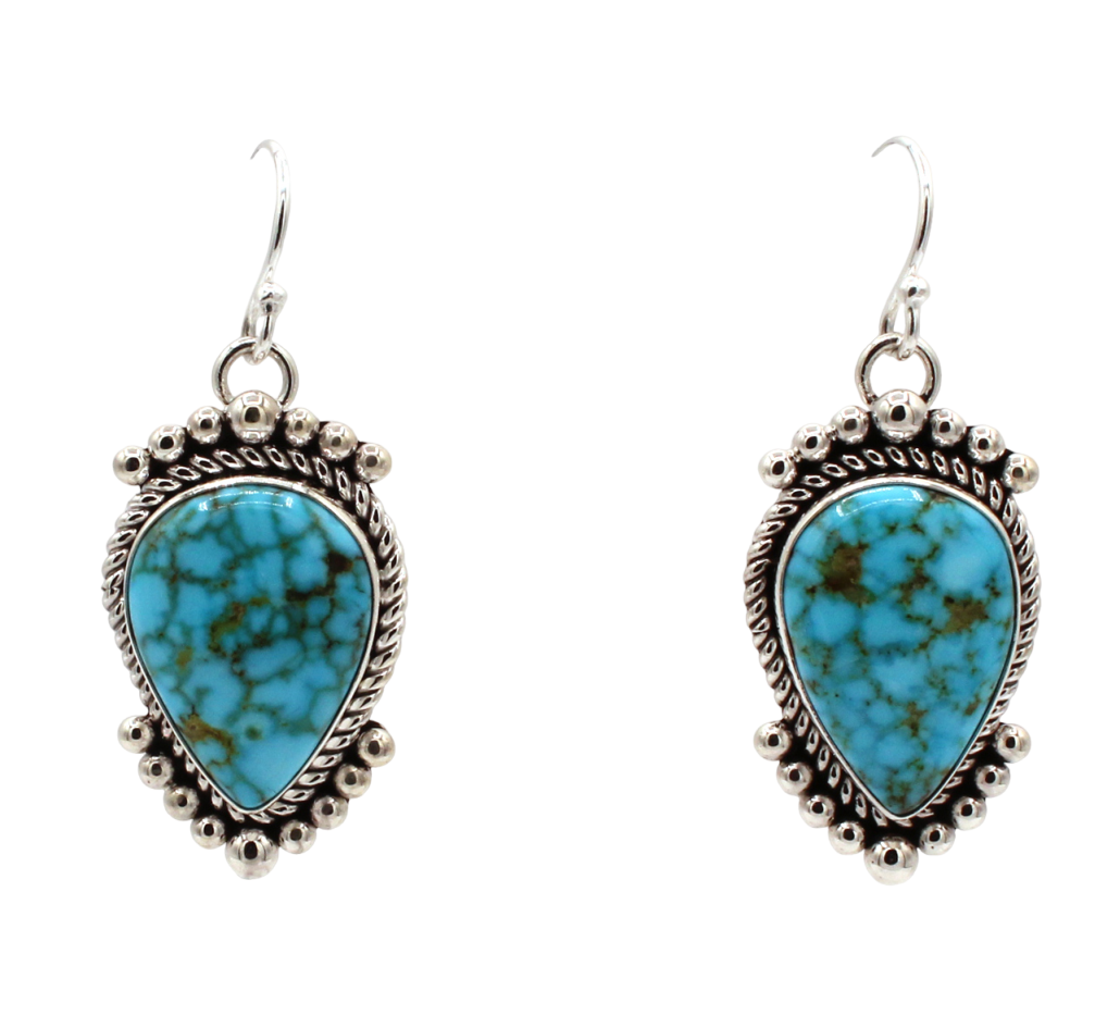 Kingman Turquoise Drop Earrings-Jewelry-Artie Yellowhorse-Sorrel Sky Gallery