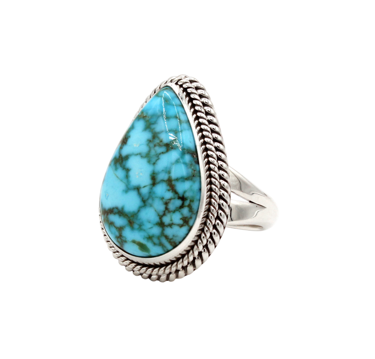 Kingman Turquoise Large Teardrop Ring-Jewelry-Artie Yellowhorse-Sorrel Sky Gallery