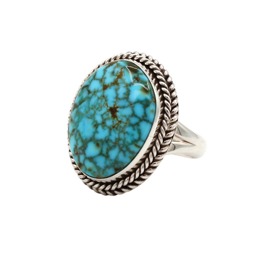 Kingman Turquoise Oval Ring-Jewelry-Artie Yellowhorse-Sorrel Sky Gallery