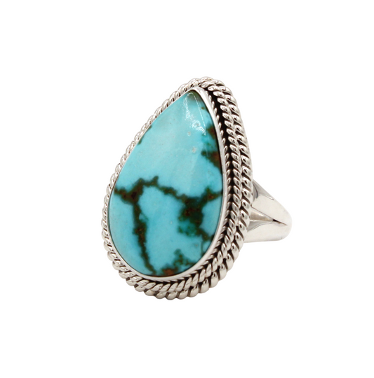 Kingman Turquoise Teardrop Ring-Jewelry-Artie Yellowhorse-Sorrel Sky Gallery