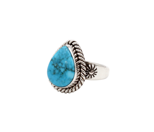 Kingman Turquoise Teardrop Ring-Jewelry-Artie Yellowhorse-Sorrel Sky Gallery