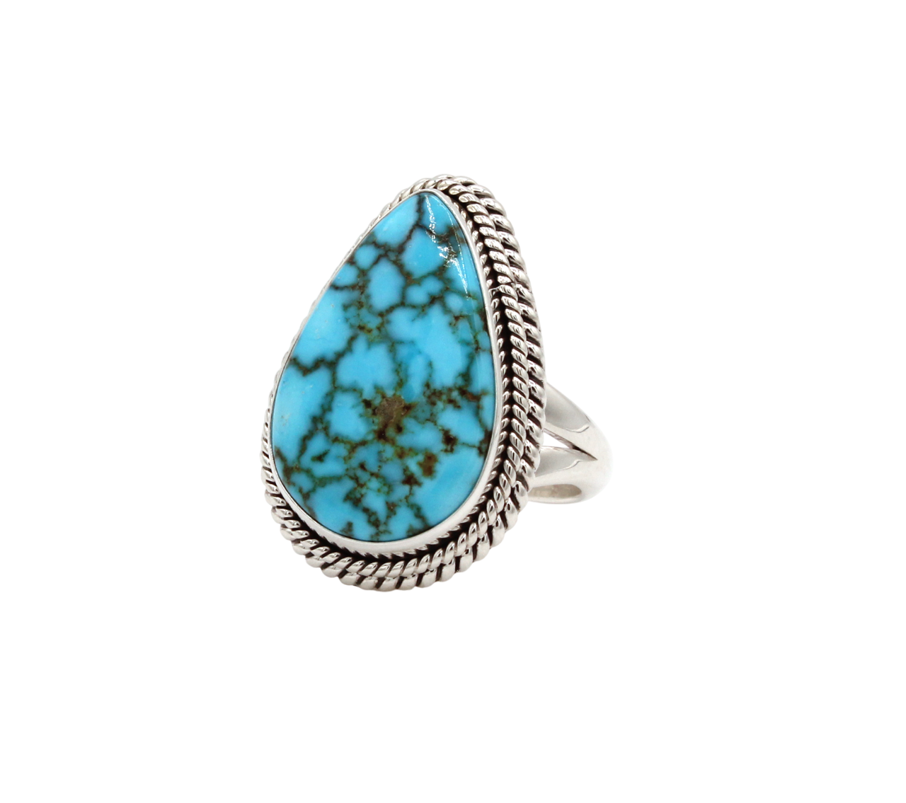 Kingman Turquoise Teardrop Ring-Jewelry-Artie Yellowhorse-Sorrel Sky Gallery