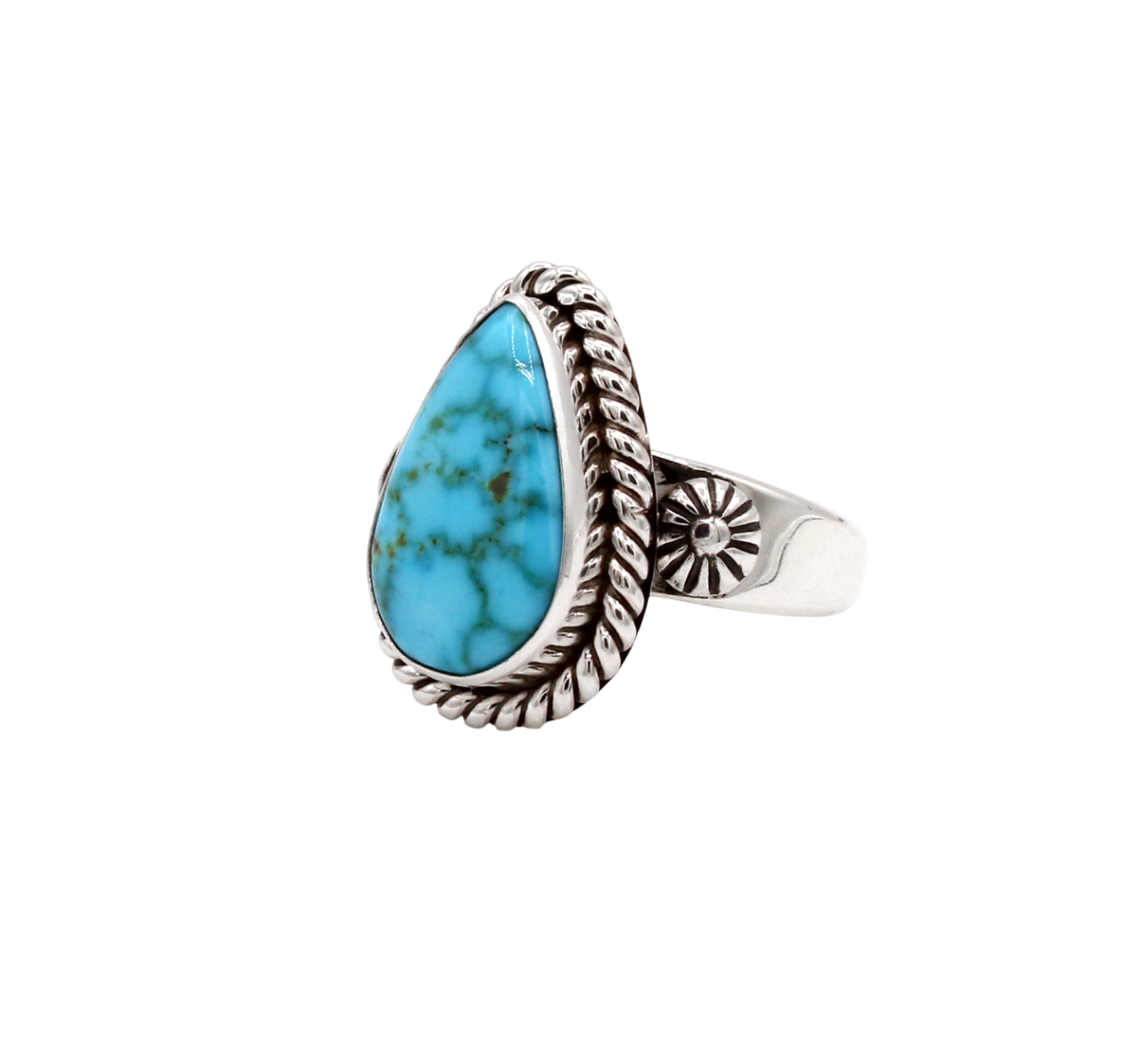 Kingman Turquoise Teardrop Ring-Jewelry-Artie Yellowhorse-Sorrel Sky Gallery