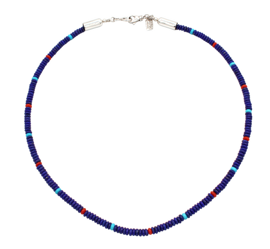 Lapis, Coral and Turquoise Single Strand Necklace-Jewelry-Artie Yellowhorse-Sorrel Sky Gallery