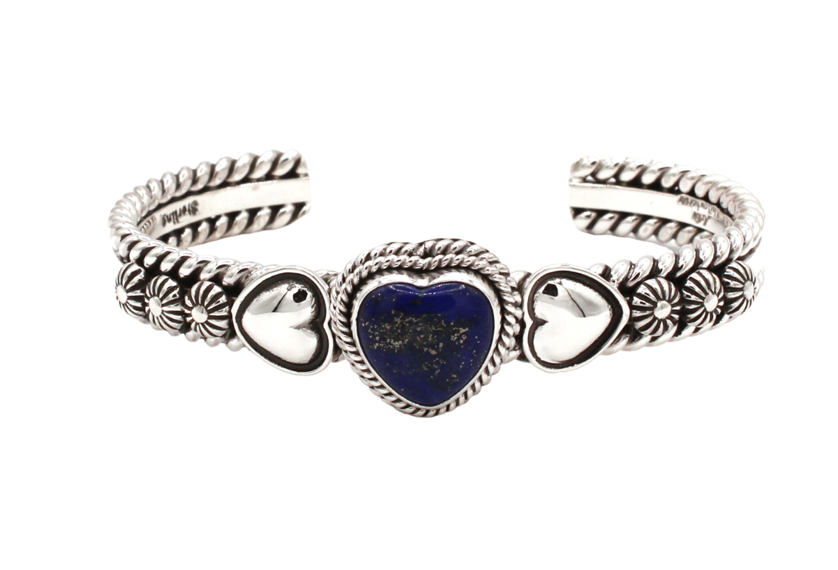 Lapis Heart Cuff Bracelet-Jewelry-Artie Yellowhorse-Sorrel Sky Gallery