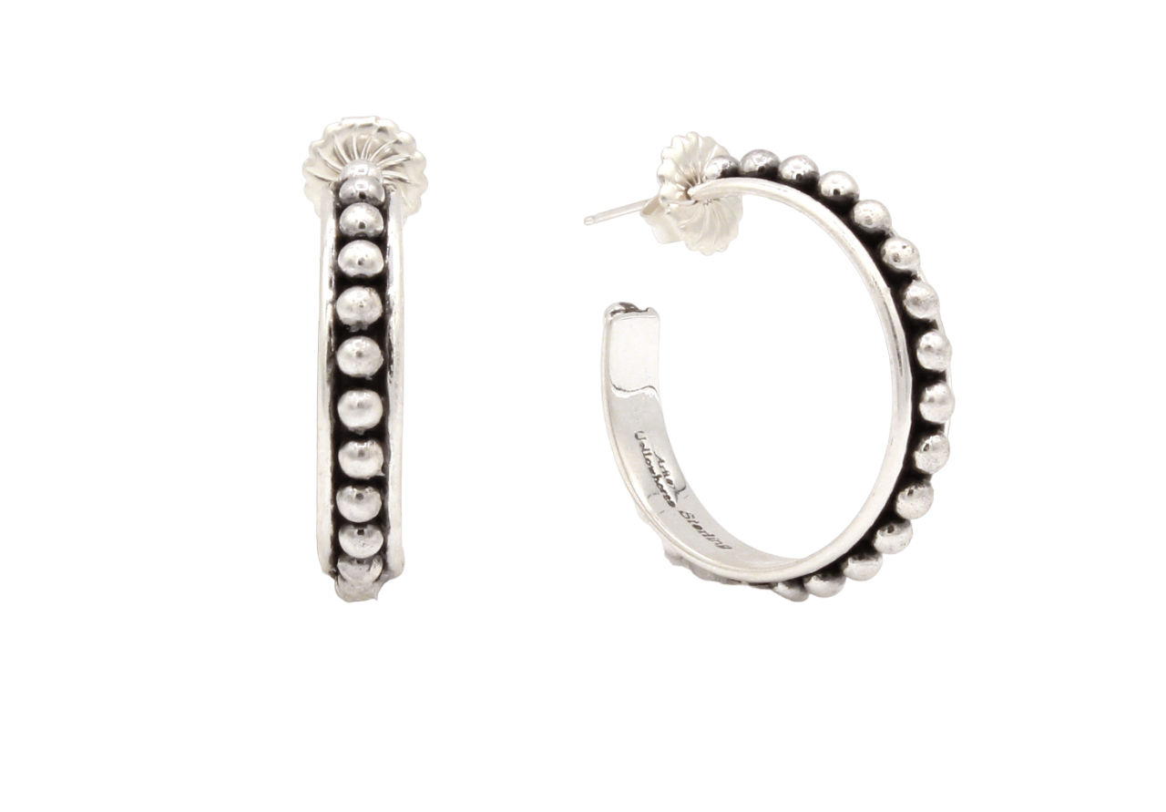 Medium Silver Hoop Earrings-Jewelry-Artie Yellowhorse-Sorrel Sky Gallery