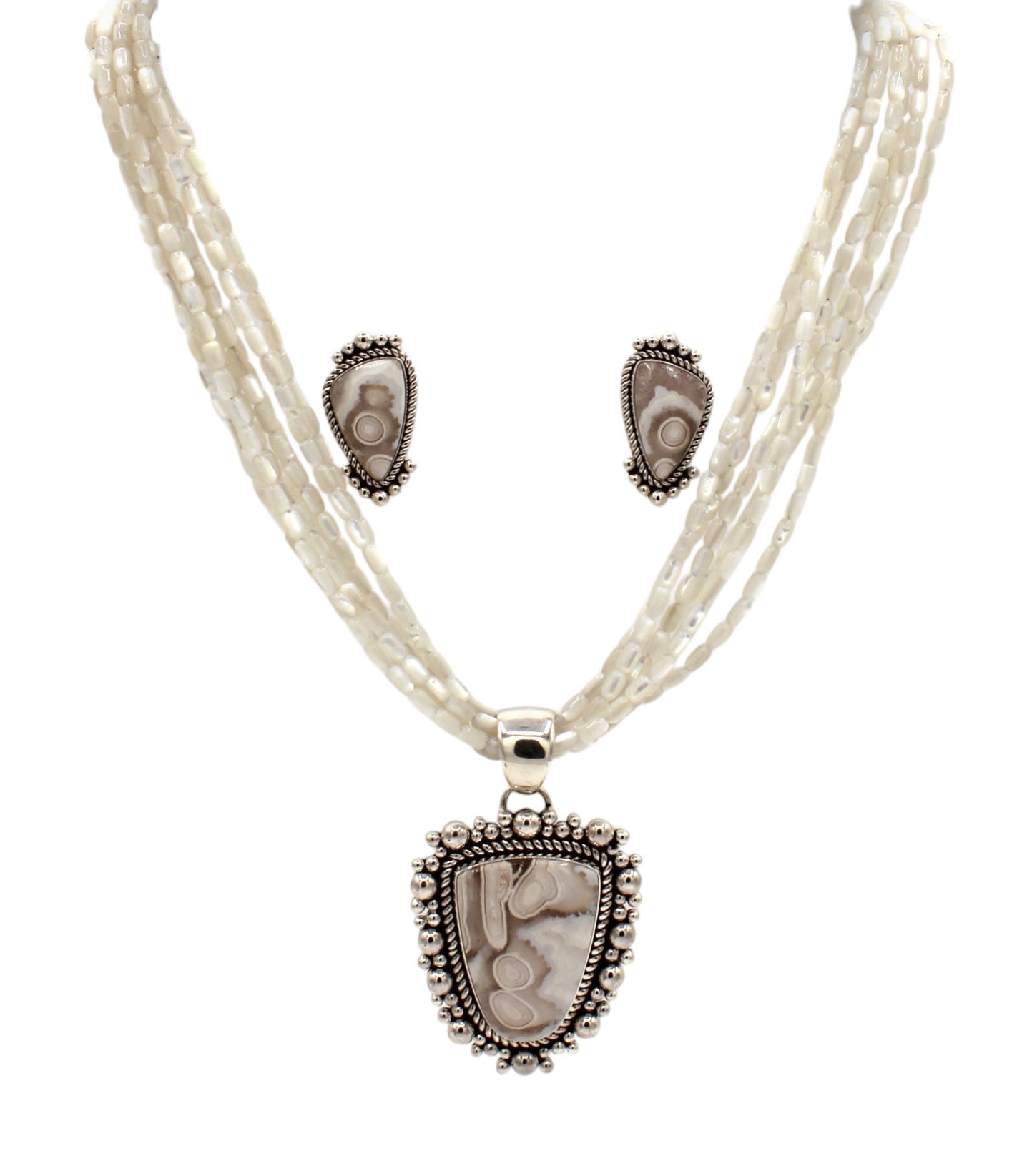 Mother of Pearl and Jasper Set-Jewelry-Artie Yellowhorse-Sorrel Sky Gallery