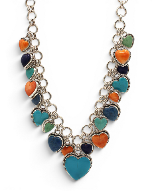 Multistone Heart Necklace-Jewelry-Artie Yellowhorse-Sorrel Sky Gallery