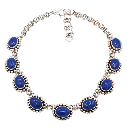 Nine Stone Lapis Necklace-Jewelry-Artie Yellowhorse-Sorrel Sky Gallery