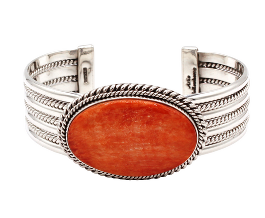 Orange Spiny Oyster Cuff Bracelet-Jewelry-Artie Yellowhorse-Sorrel Sky Gallery