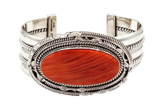 Orange Spiny Oyster Cuff Bracelet-Jewelry-Artie Yellowhorse-Sorrel Sky Gallery