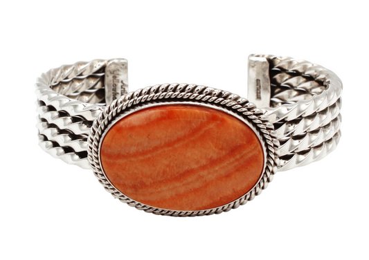 Orange Spiny Oyster Cuff Bracelet-Jewelry-Artie Yellowhorse-Sorrel Sky Gallery