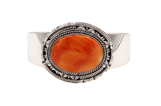 Orange Spiny Oyster Cuff Bracelet-Jewelry-Artie Yellowhorse-Sorrel Sky Gallery