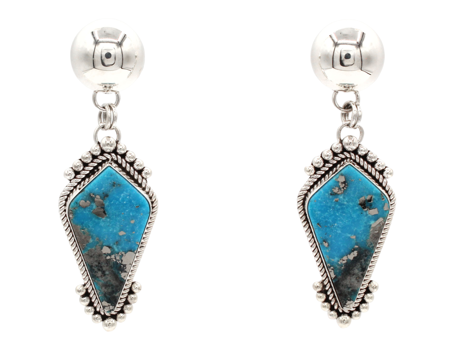 Persian Turquoise Earrings-Jewelry-Artie Yellowhorse-Sorrel Sky Gallery