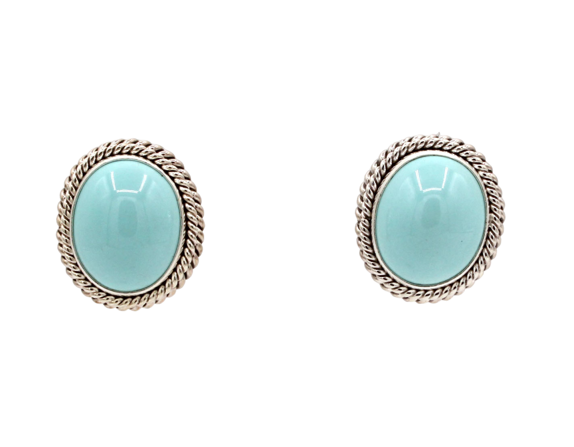 Persian Turquoise Post Earrings-Jewelry-Artie Yellowhorse-Sorrel Sky Gallery