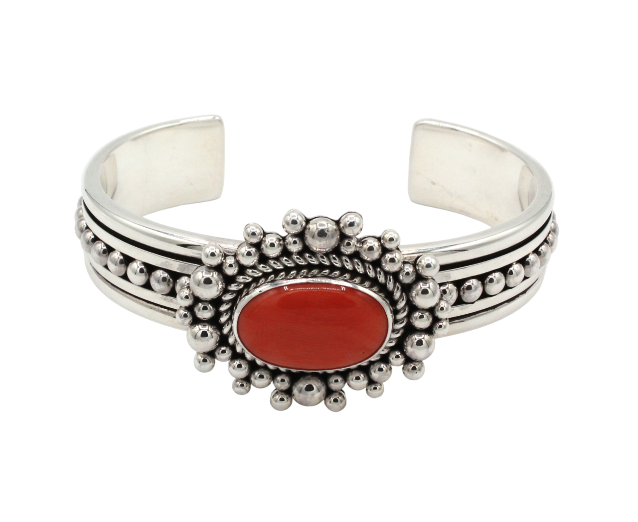 Red Coral Cuff Bracelet-Jewelry-Artie Yellowhorse-Sorrel Sky Gallery