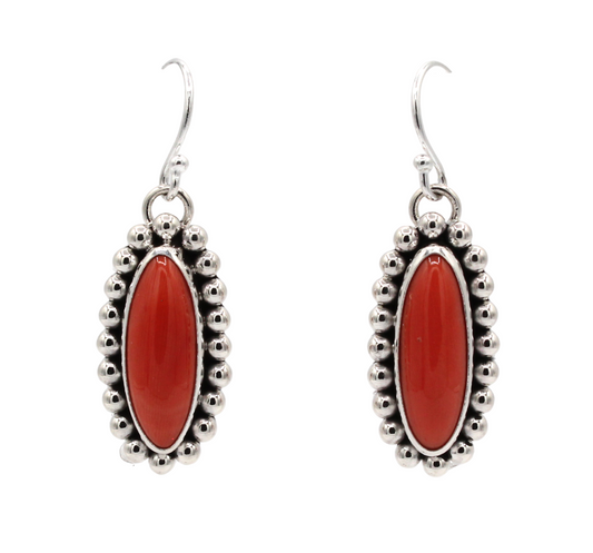 Red Coral Drop Earrings-Jewelry-Artie Yellowhorse-Sorrel Sky Gallery