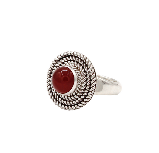 Round Carnelian Ring-Jewelry-Artie Yellowhorse-Sorrel Sky Gallery