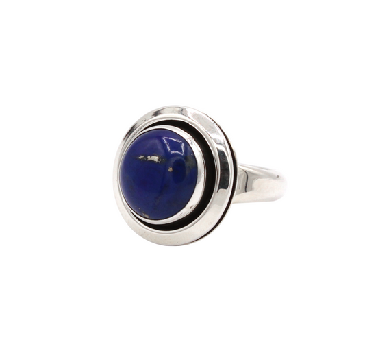 Round Shadowbox Lapis Ring-Jewelry-Artie Yellowhorse-Sorrel Sky Gallery