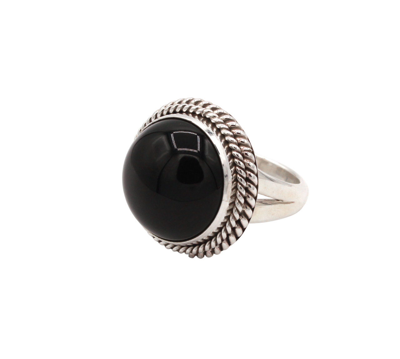 Round w/Twist Black Onyx Ring-Jewelry-Artie Yellowhorse-Sorrel Sky Gallery