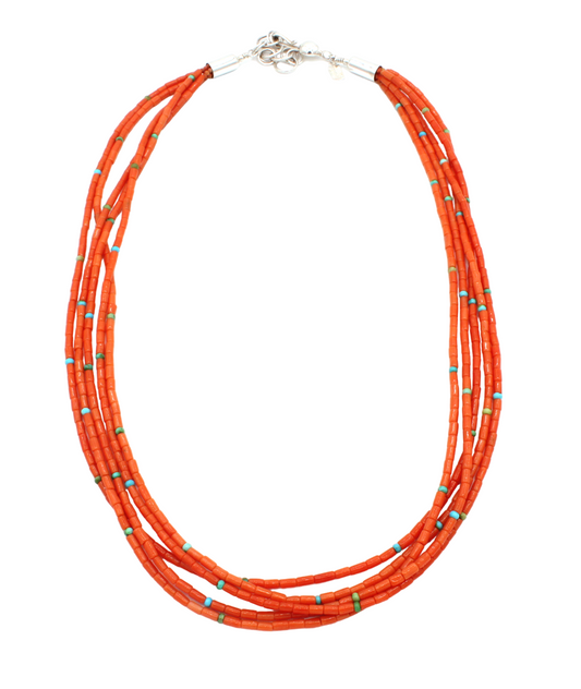 Sicilian Coral Five Strand Necklace-Jewelry-Artie Yellowhorse-Sorrel Sky Gallery