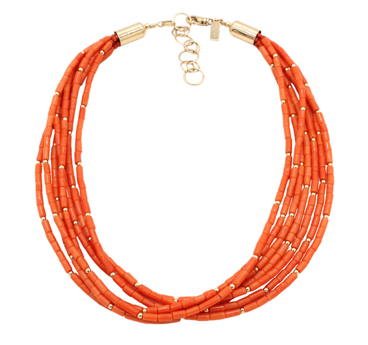 Sicilian Coral Seven Strand Necklace-Jewelry-Artie Yellowhorse-Sorrel Sky Gallery