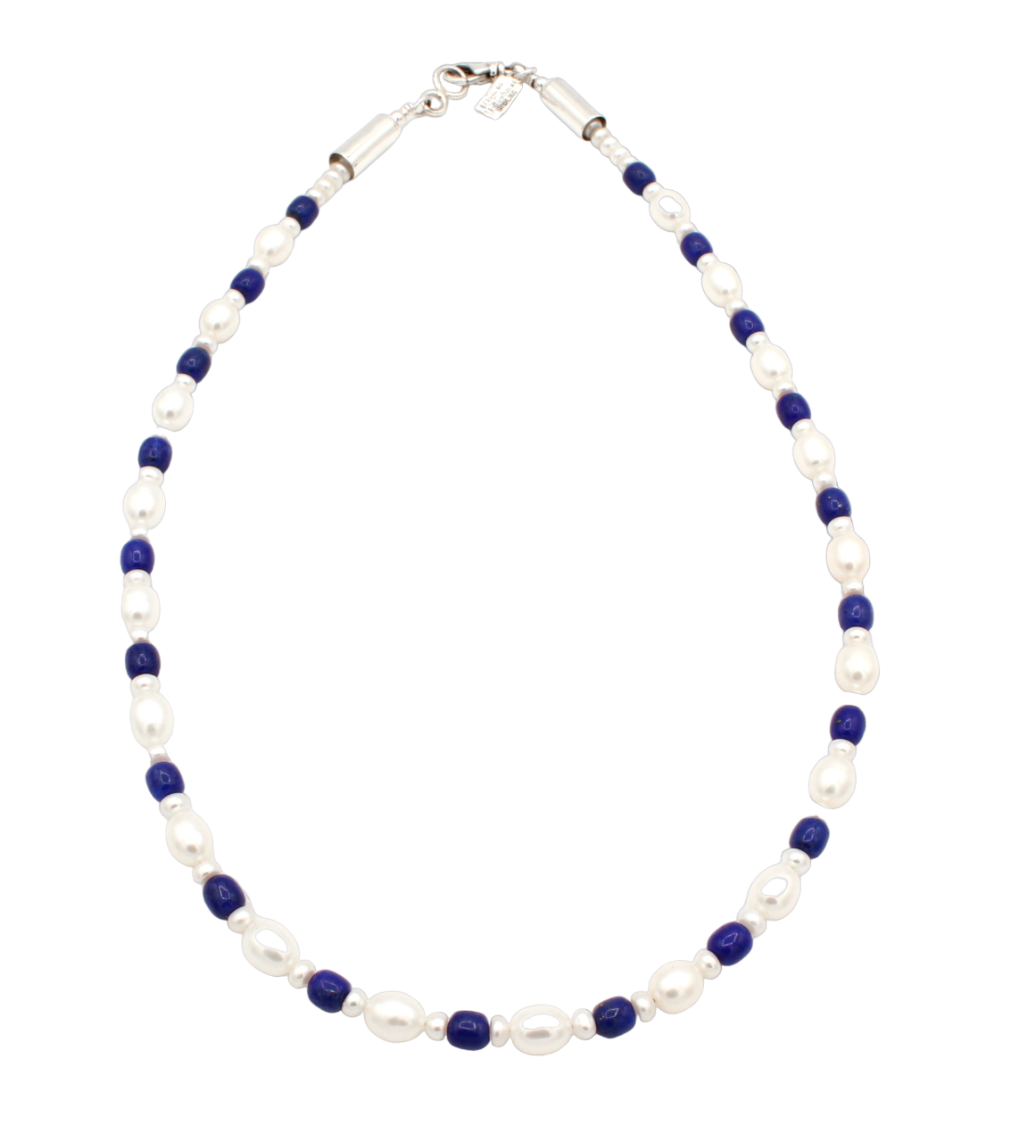 Single Strand Pearl and Lapis Bead Necklace-Jewelry-Artie Yellowhorse-Sorrel Sky Gallery