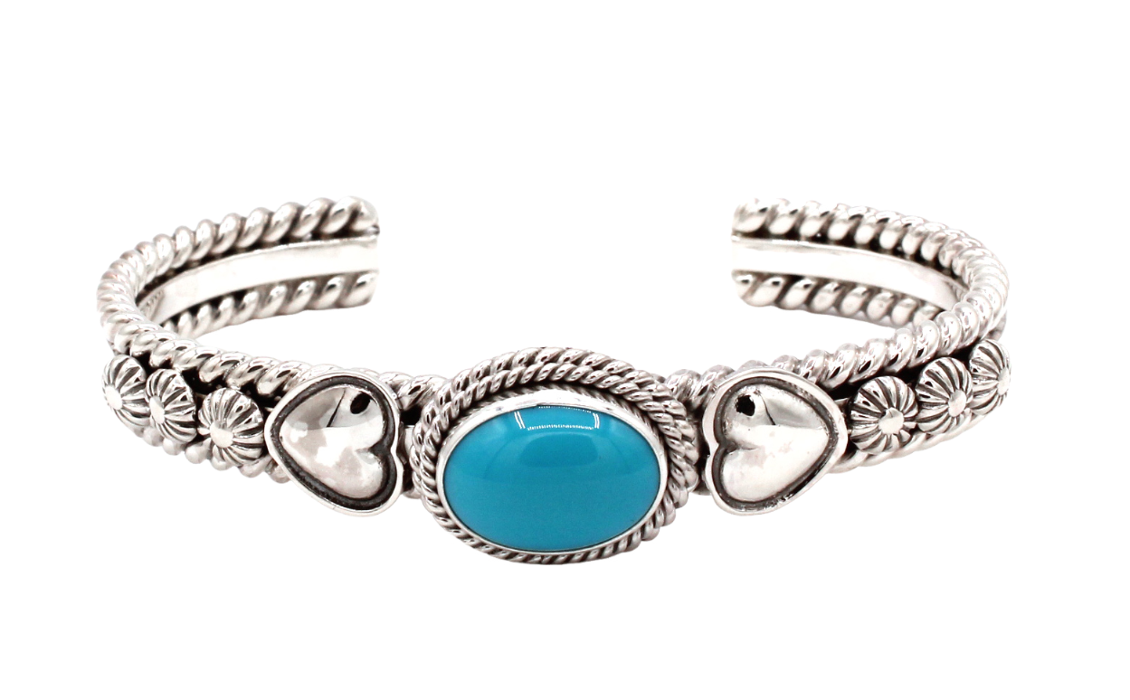 Sleeping Beauty Turquoise Cuff Bracelet-Jewelry-Artie Yellowhorse-Sorrel Sky Gallery