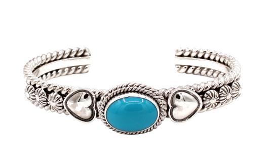 Sleeping Beauty Turquoise Cuff Bracelet-Jewelry-Artie Yellowhorse-Sorrel Sky Gallery