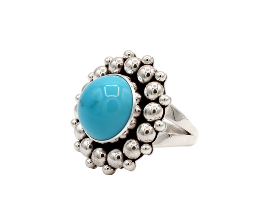 Sleeping Beauty Turquoise Dot Design Ring-Jewelry-Artie Yellowhorse-Sorrel Sky Gallery